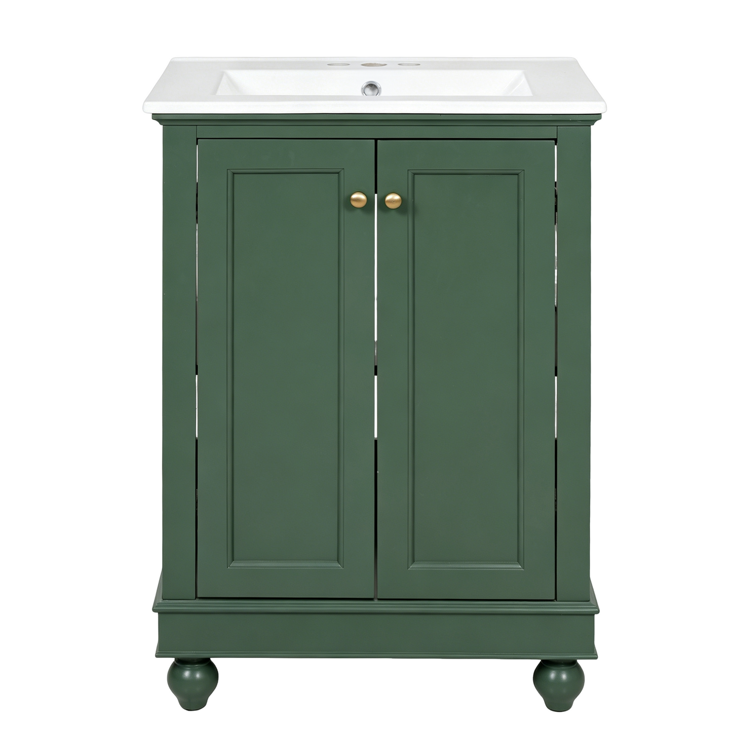24 Inch Green Modern Bathroom Vanity Cabinet with Soft-Closing Storage