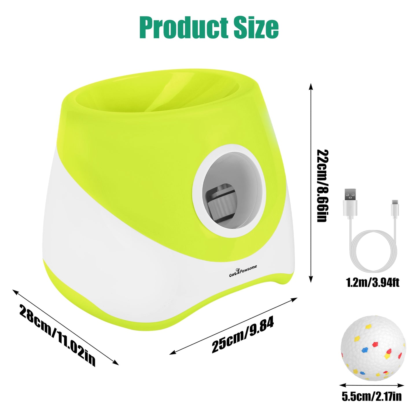 Automatic Dog Ball Launcher with Rechargeable Battery and Adjustable Distance - 6pcs 2.3in Balls