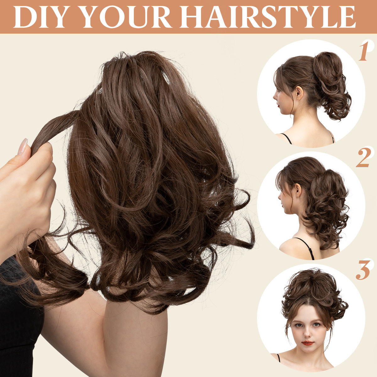 Adjustable Short Ponytail Wig Grip for Women - Natural Fluffy Hair Accessory