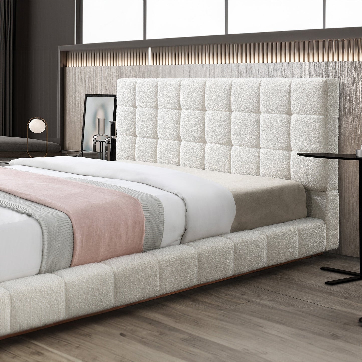Hudson Ivory Boucle King Bed