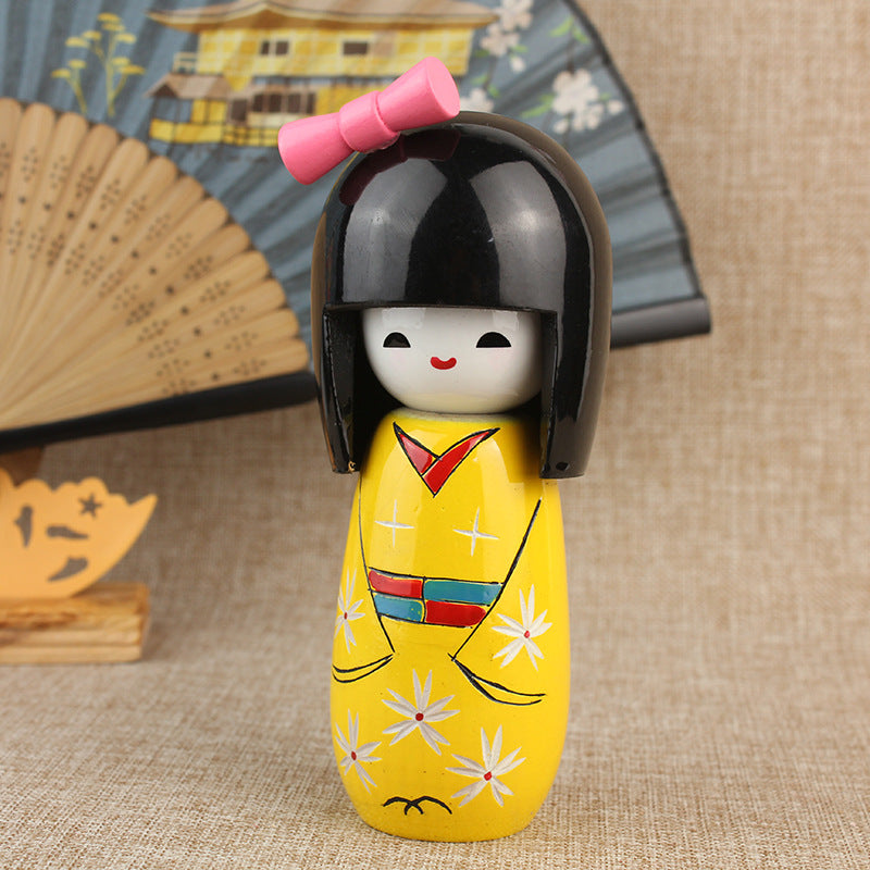 Japanese-Style Kimono Doll for Sushi Restaurant Decor - Handmade Wooden Figurine