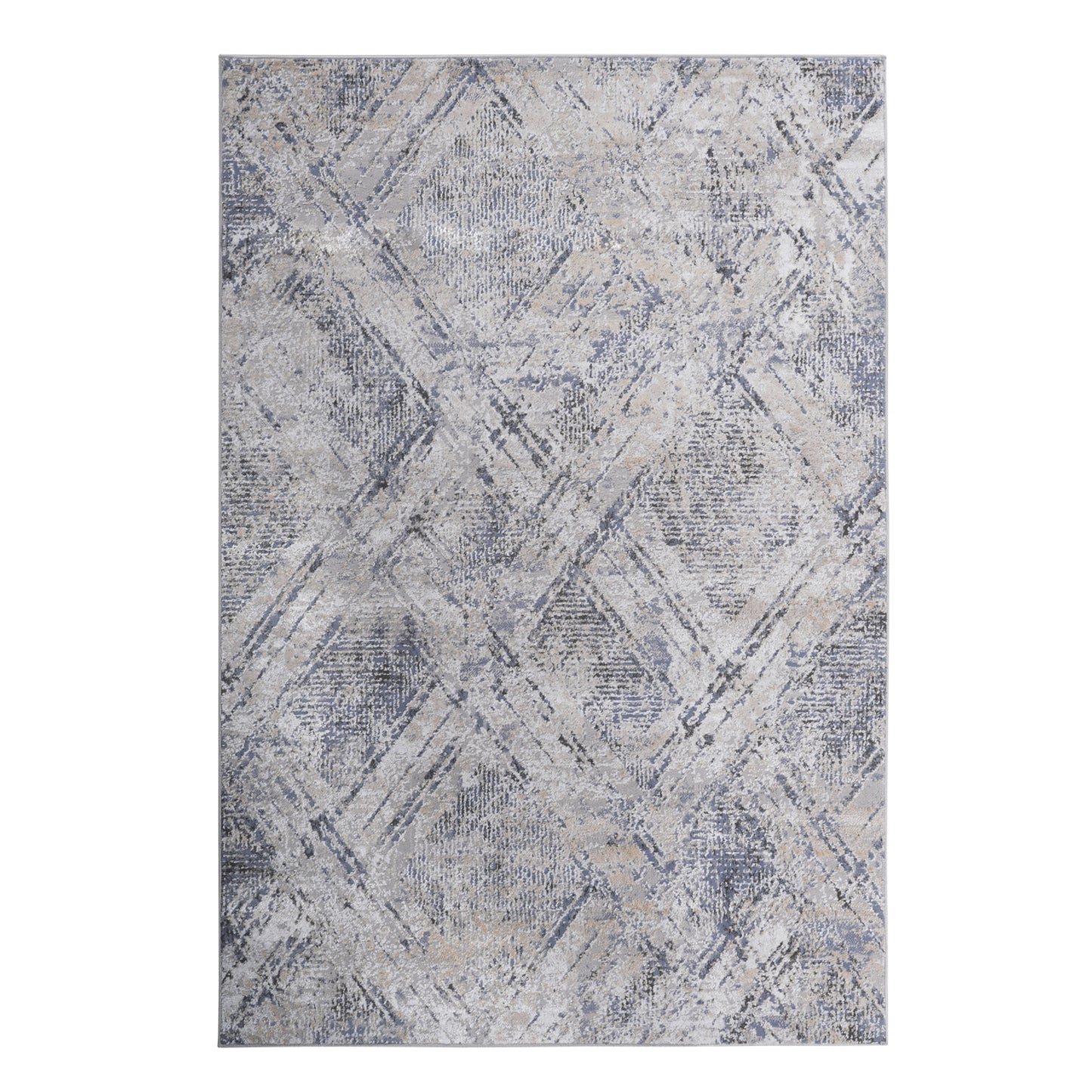 PAYAS 7x9 Blue Grey Geometric Runner Rug