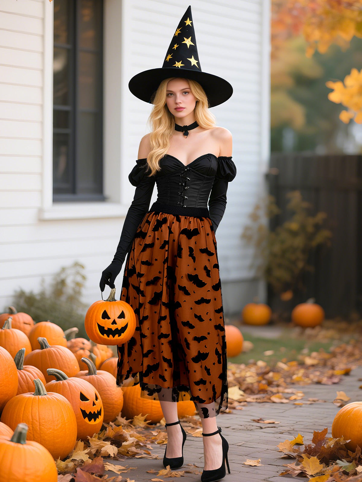 Women's Pumpkin Tulle Tutu Skirt - Witchy Halloween Midi Skirt