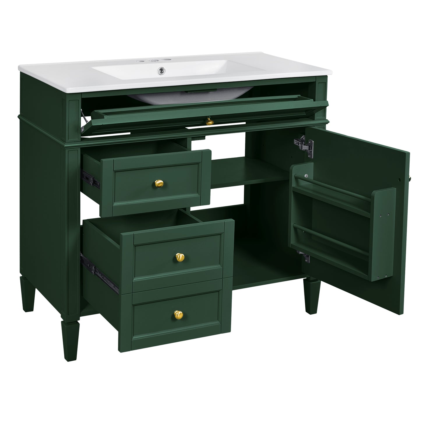 36'' Green Bathroom Vanity with Medicine Cabinet & Sink