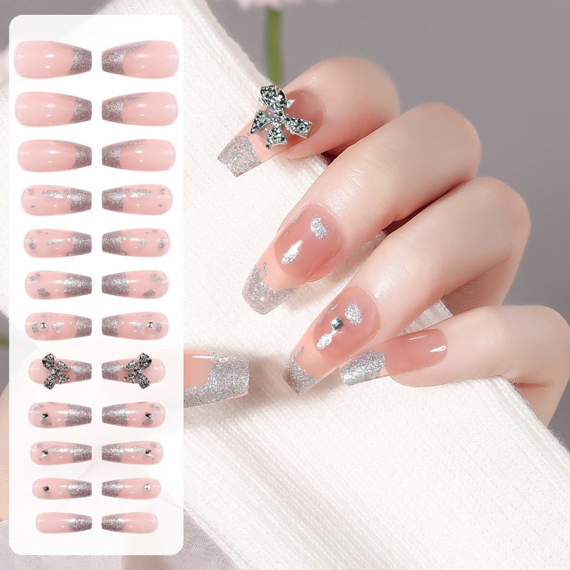 Fake Nail Patches 24-Piece Set - Naked Butterfly with Jelly Glue
