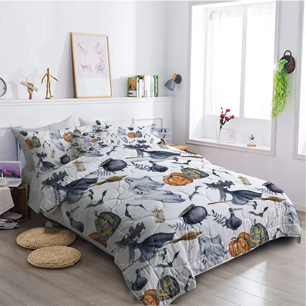 Halloween Comforter Set - 8 Piece Witch Pattern Bedding Set