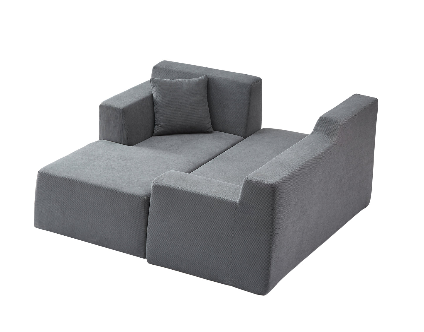 L-Shaped Corduroy High Back Sofa - Modern Minimalist Design