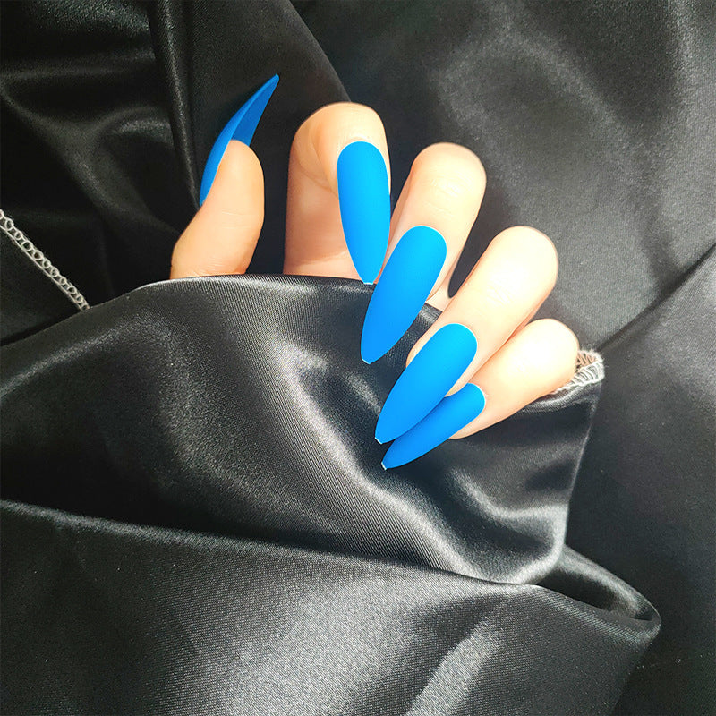 Women’s Solid Color Frosted Matte False Nails with Starry Sky Design