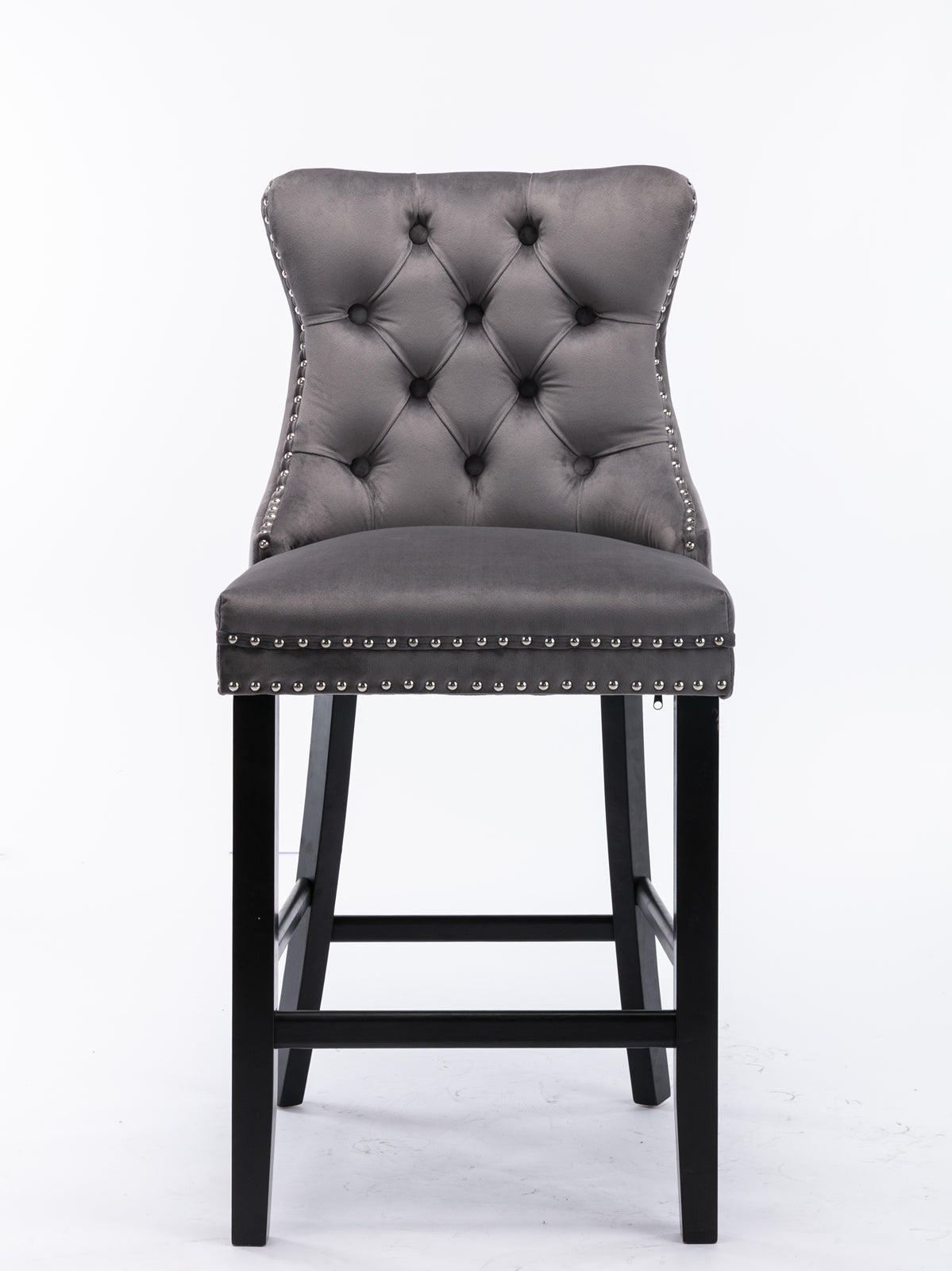 Contemporary Velvet Bar Stools Set of 2 - Gray
