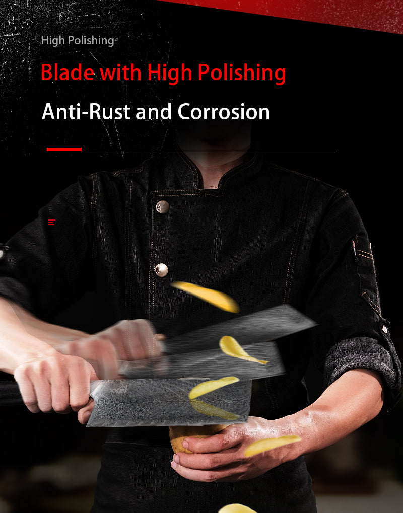 Damascus Kitchen Knife for Meat and Fruit Cutting - Versatile Chef's Knife