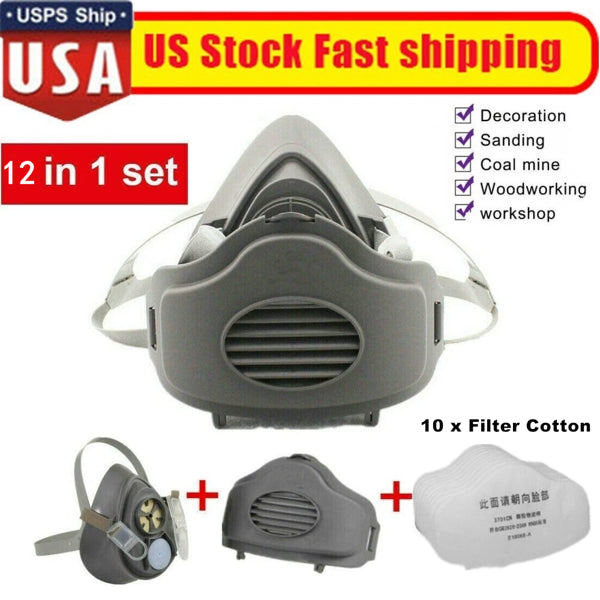 Reusable Half Face Respirator Dust Mask for Woodworking Painting Welding