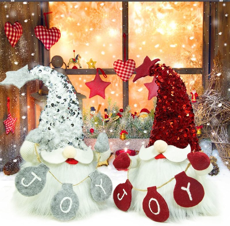Christmas Faceless Doll Decorative Ornament with Sequins and Music