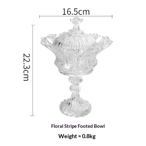 Glass Tall Footed Jar for Snacks and Dried Fruits - European Style Home Decor