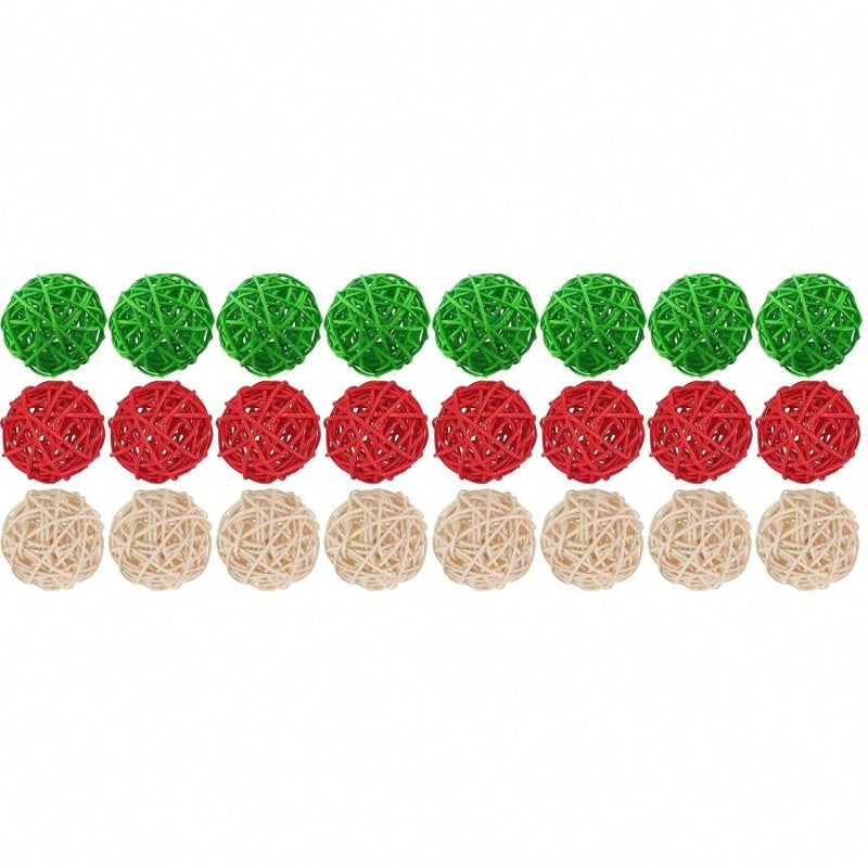 30 Pcs Christmas Rattan Balls - Decorative Vase Filler Ornaments