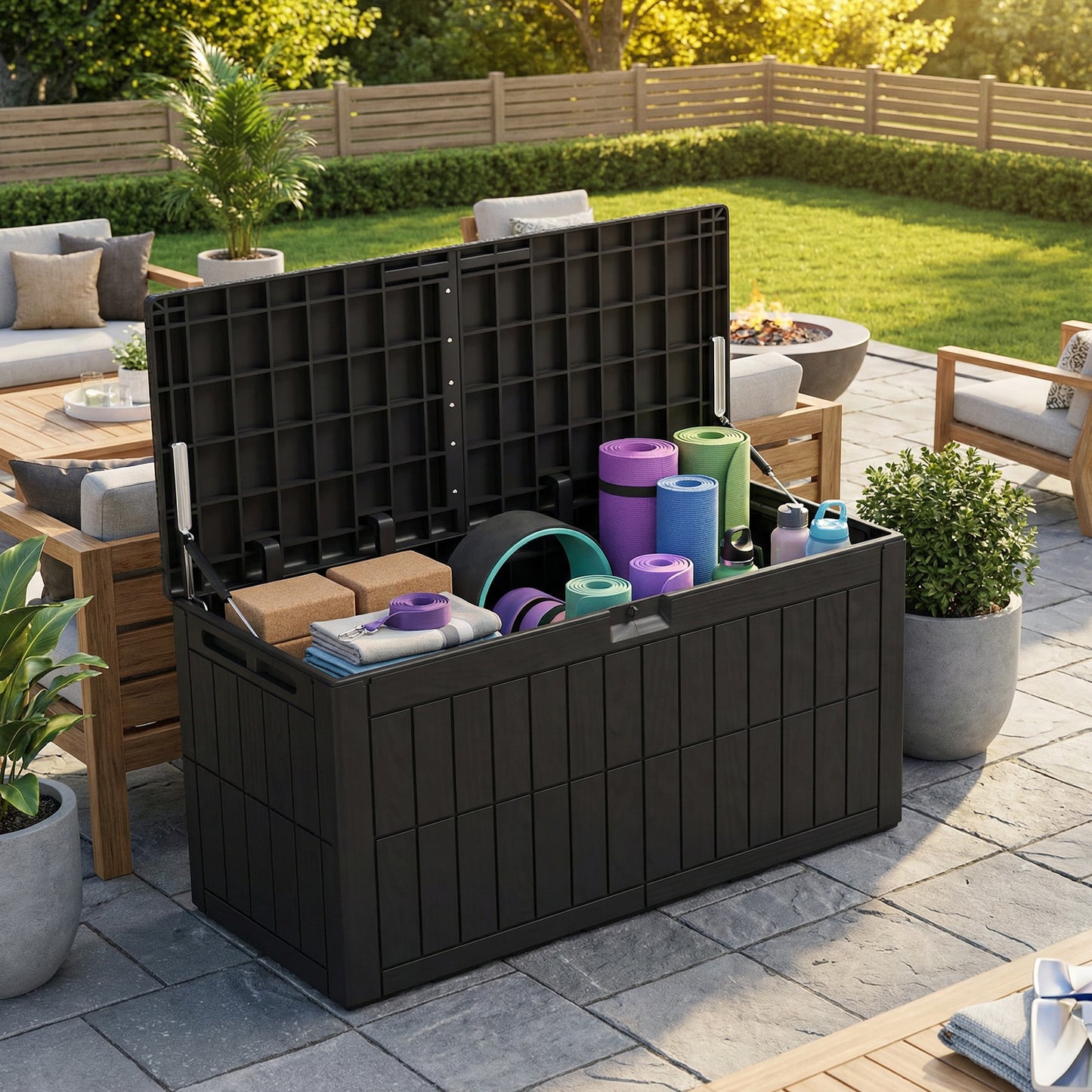 1 0 Gallon Outdoor Storage Box Water Proof Resin Deck Lockable Bin