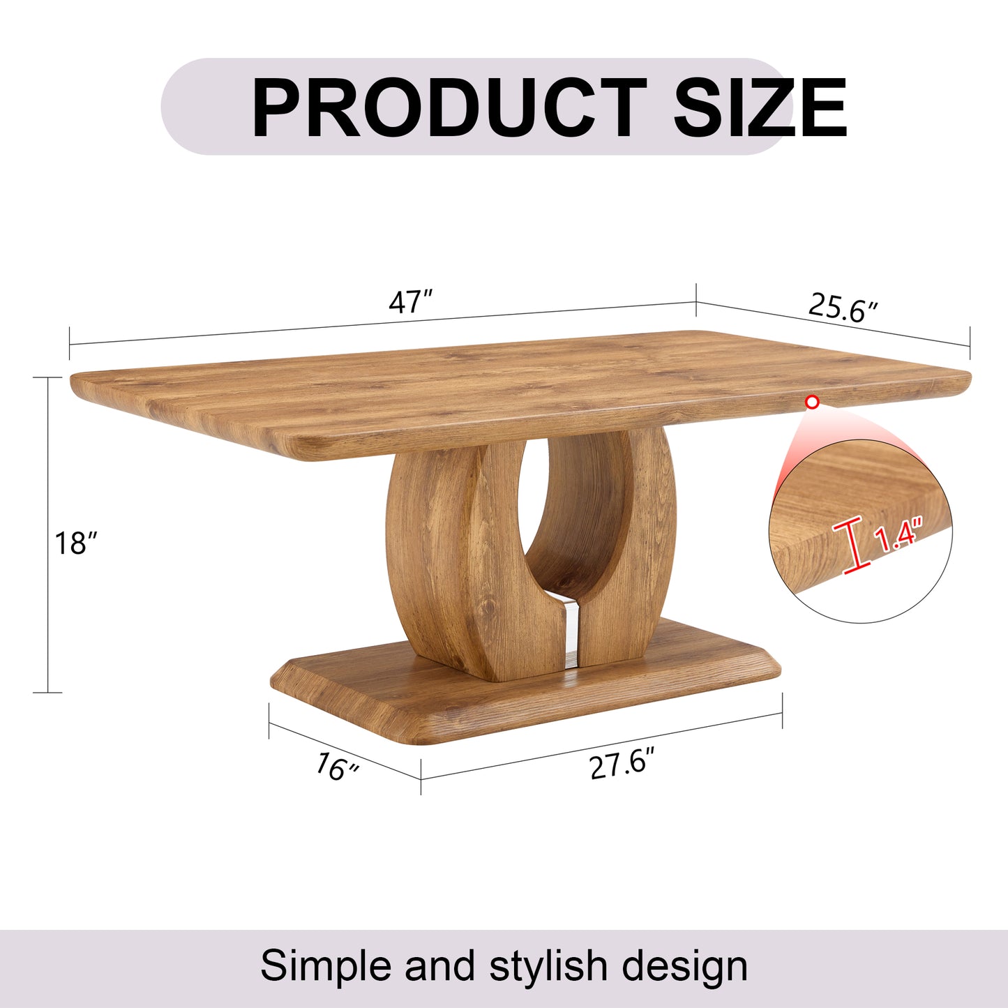 Modern Simple Luxury Rectangular Coffee Table In Wood Color. The