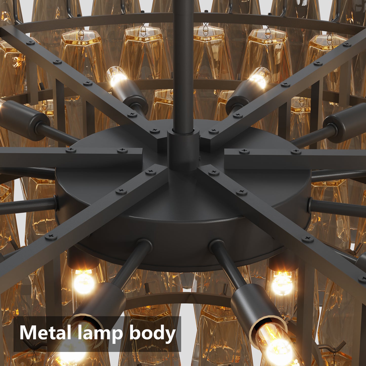 Modern Round Chandelier - 14-Light Smoke Glass Ceiling Light
