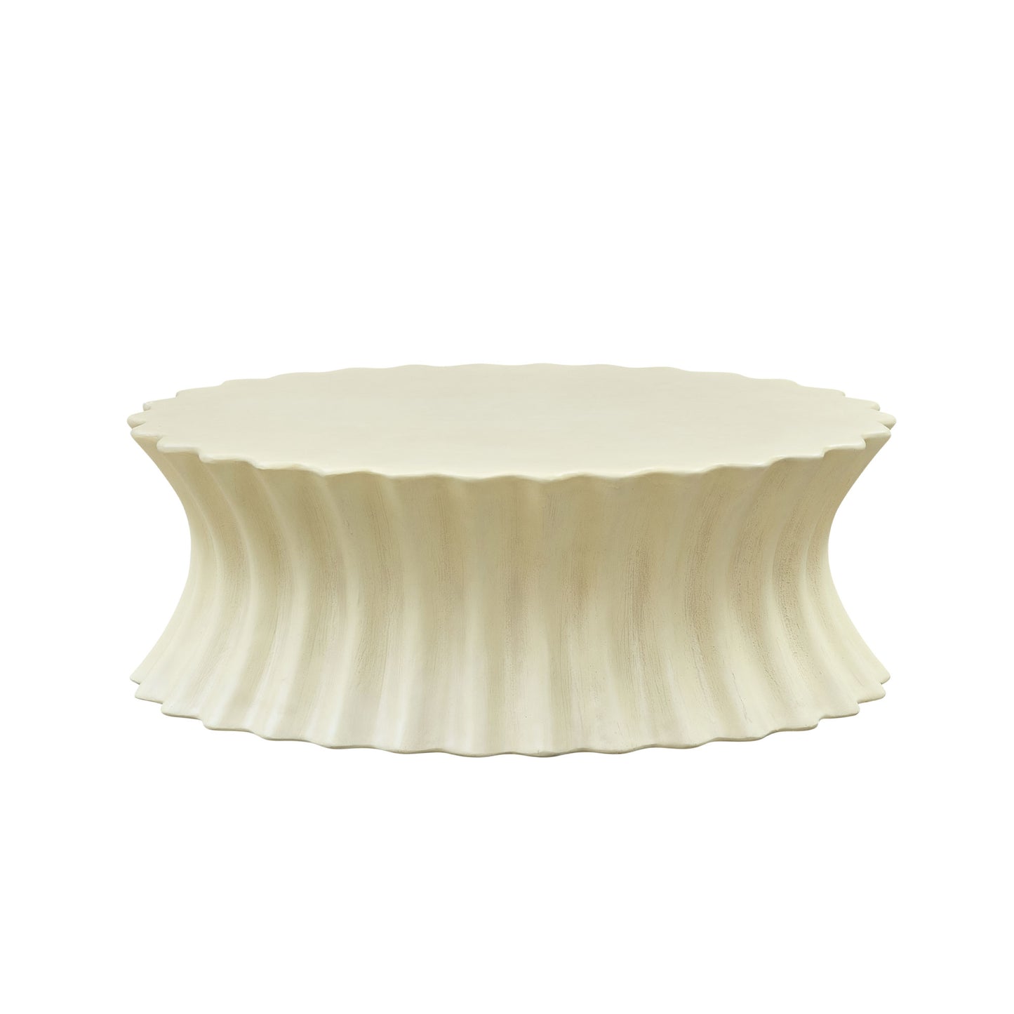Oval Coffee Table - Vintage Beige Fiberglass Design, No Assembly