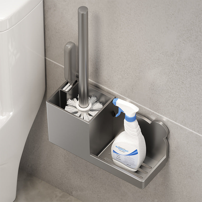 Wall-Mounted Toilet Brush Set with Long Handle and 2 Brushes - No Dead Angle Cleaning