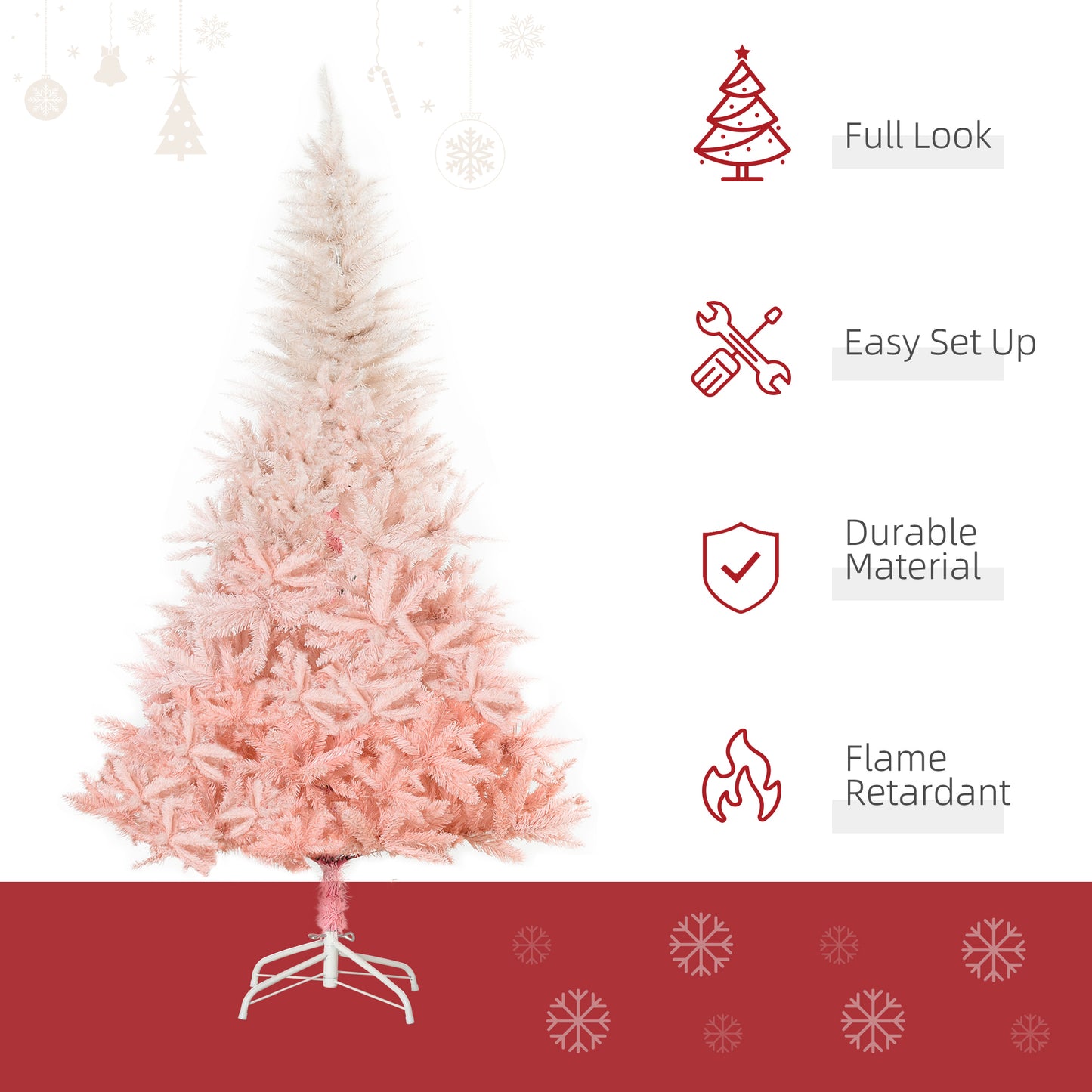 6ft Pink Unlit Spruce Artificial Christmas Tree with 800 Tips