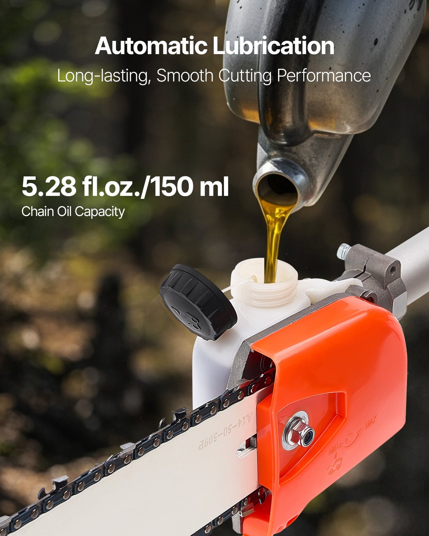 Gas Pole Saw 52CC 2-Stroke Extendable Tree Trimmer with 14in Bar