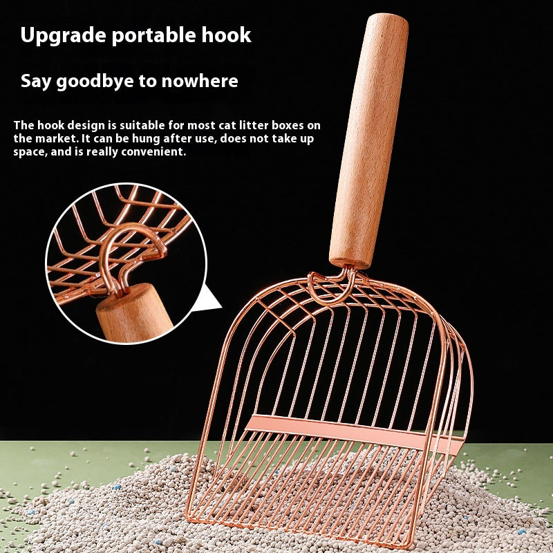 Stainless Steel Pet Litter Scoop with Base - Household Cat & Dog Waste Tool