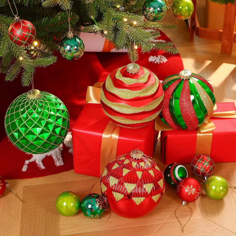 Large Christmas Ball Ornaments - 4 Pcs Shatterproof Decorations