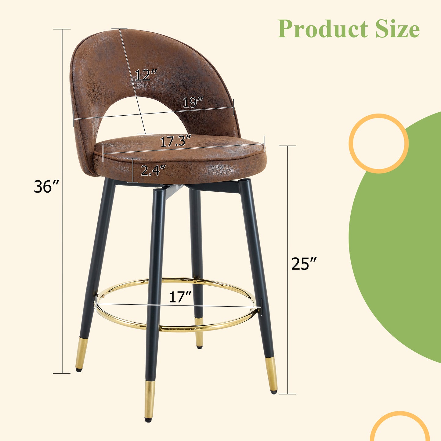 360 Rotatable Bar Chair.Overall Height 36 Inches.Modern