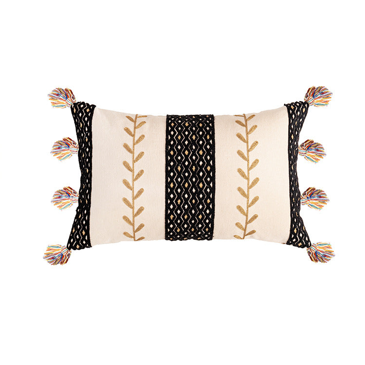 Moroccan Style Cotton Fringed Pillowcase - Home Textiles