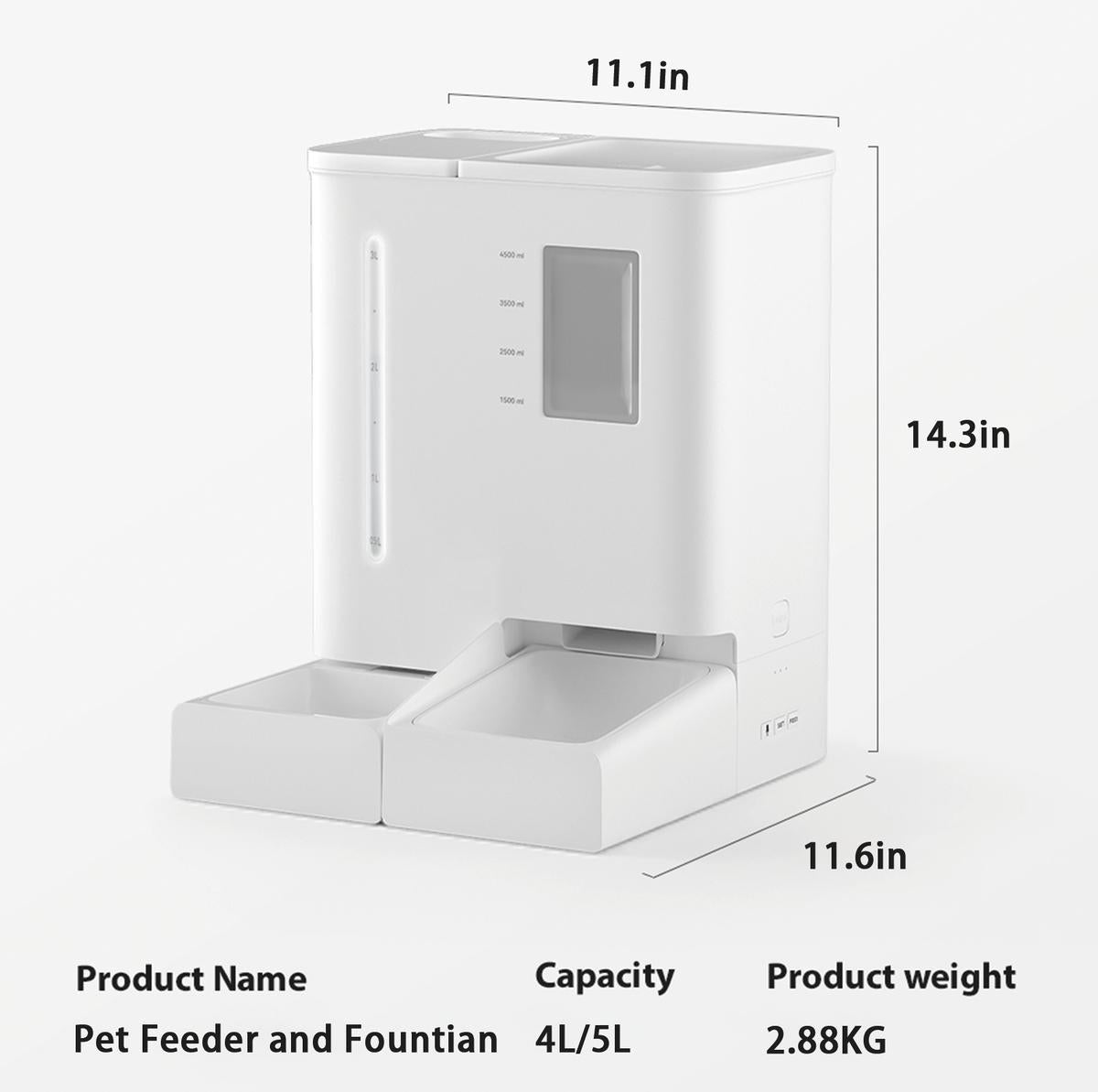 WiFi Automatic Pet Feeder & Waterer Set - 2-Week Capacity, App Control, Detachable & Washable