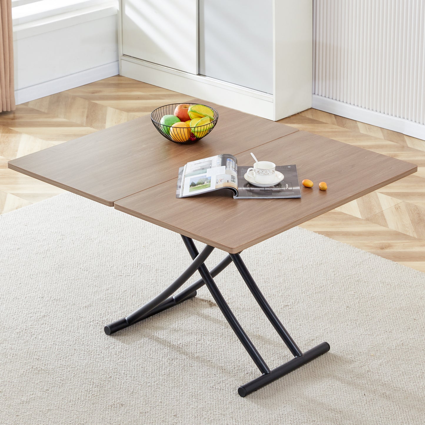 Modern Minimalist Multifunctional Lifting Table, With A 0.8-inch Wood