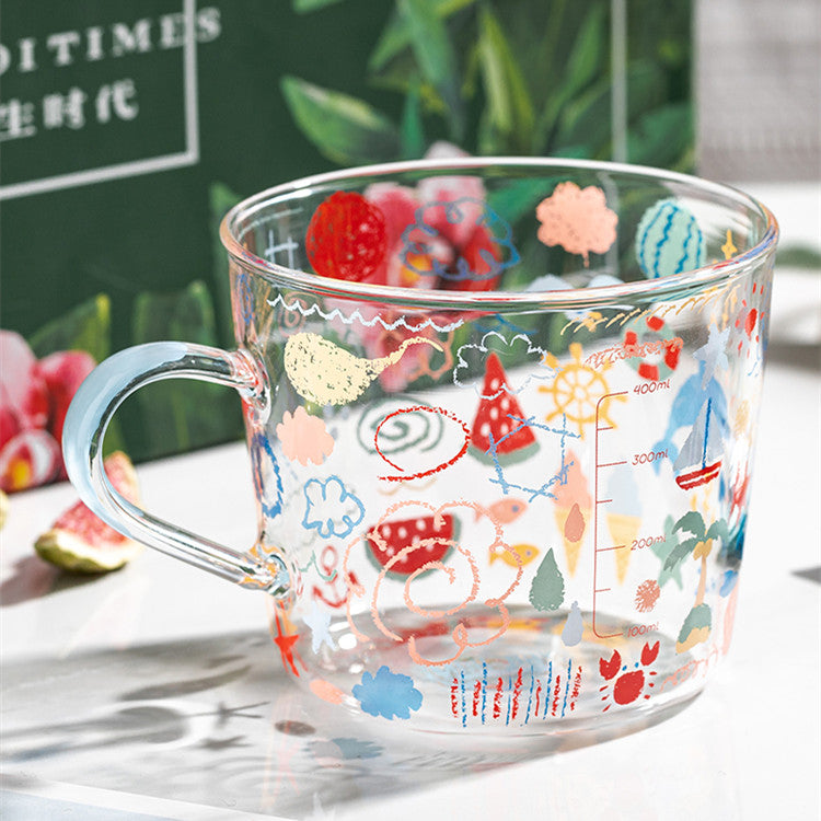 Simple Printing Glass Cup Set - Multiple Styles Home Drinkware