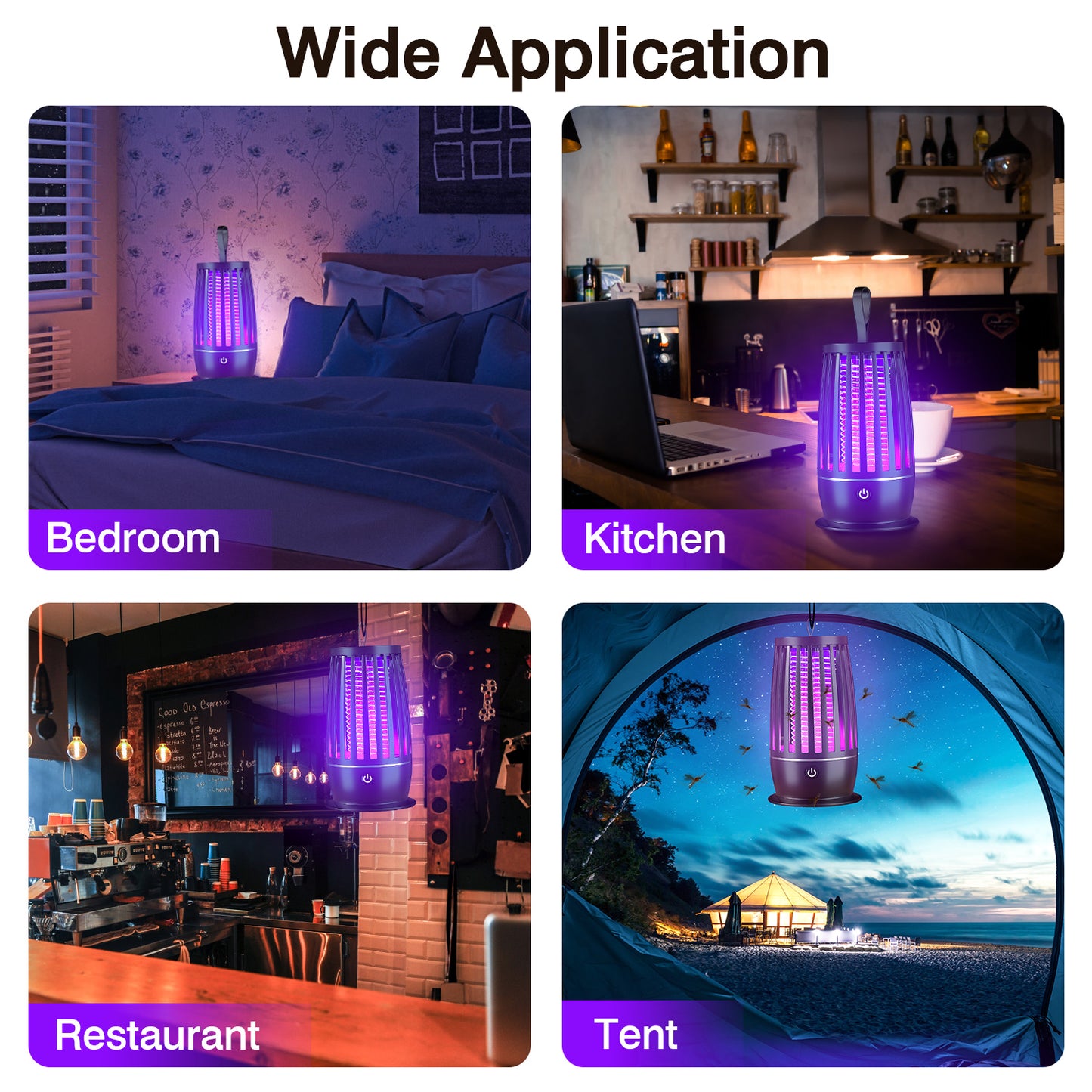 Rechargeable Mosquito Killer Lamp with Night Light and UV Trap for Indoor Outdoor Use
