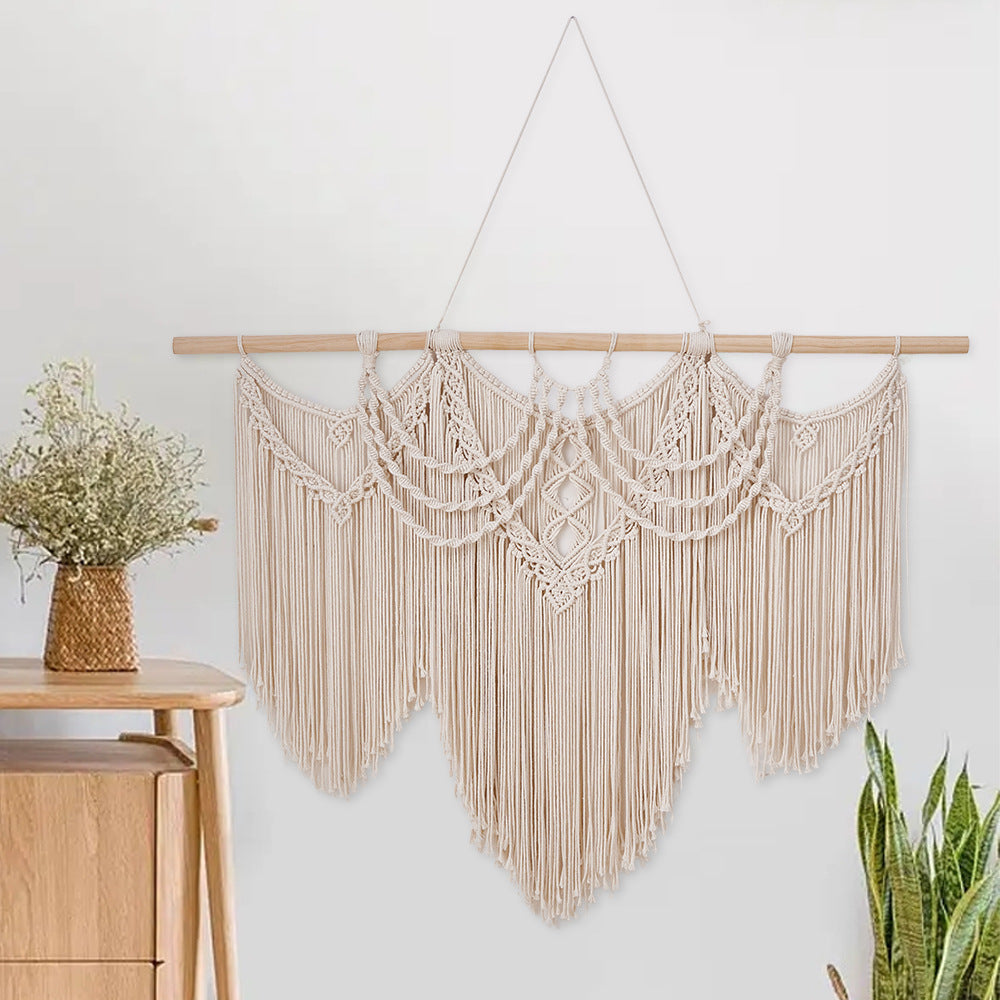 Large Handwoven Cotton Tapestry Wall Hanging - Nordic Style, 110x85cm