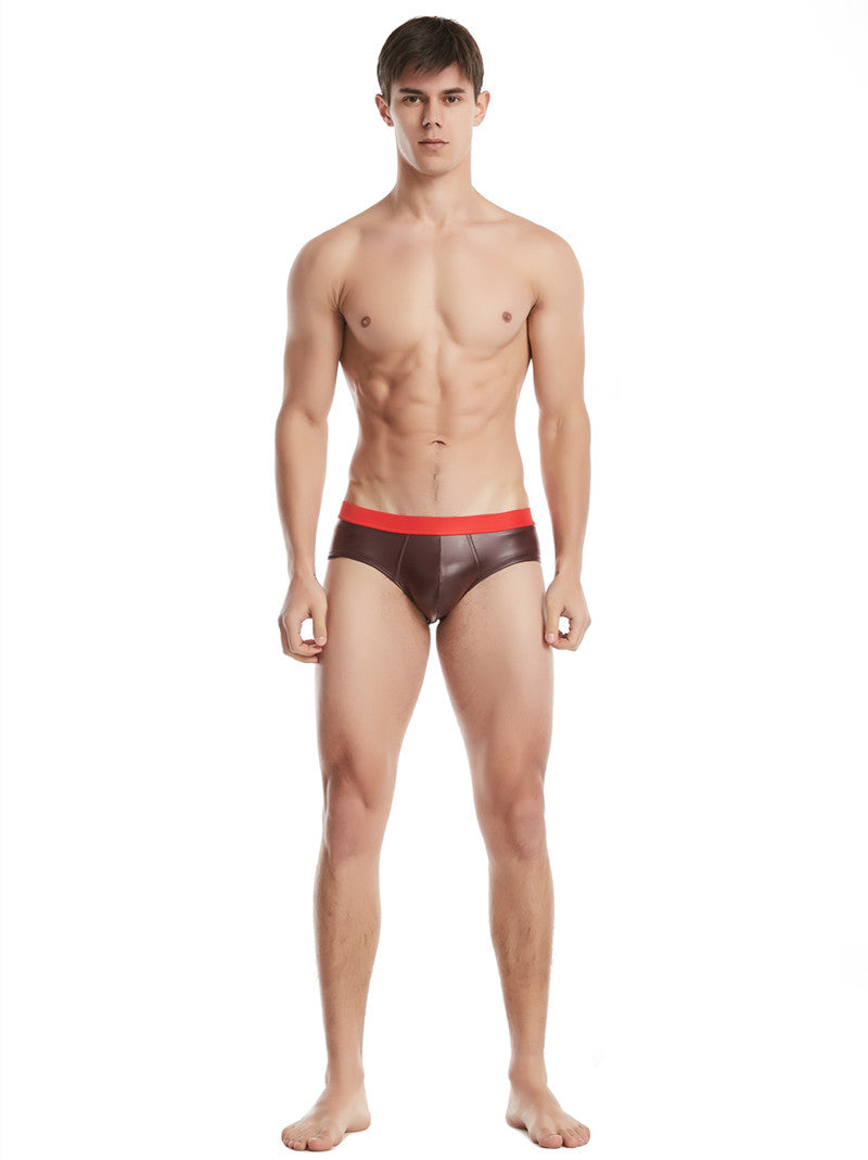 Men's Elastic Imitation Leather Patent Leather Briefs - Breathable & Comfortable