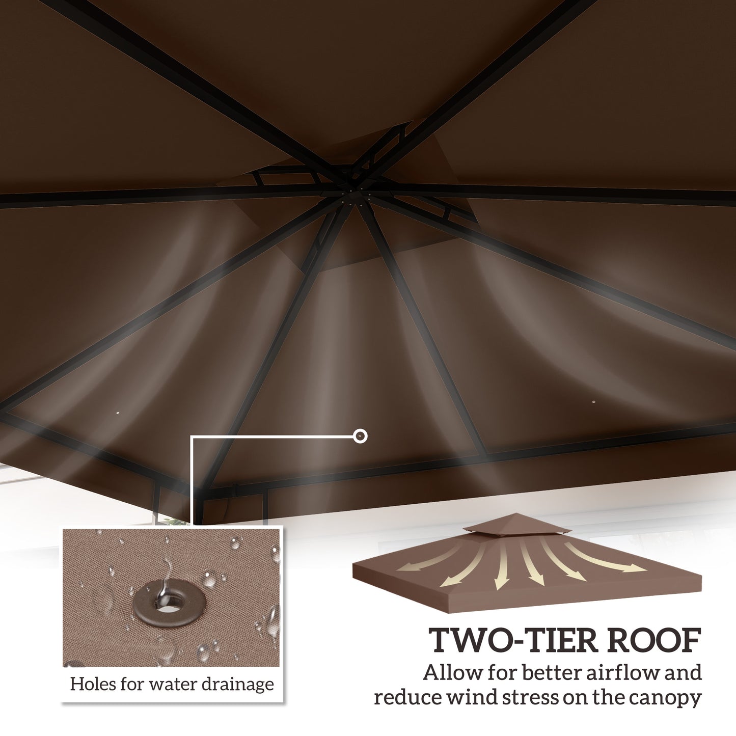 Replacement Canopy for 9.84' Gazebo - Coffee 2-Tier Top Cover