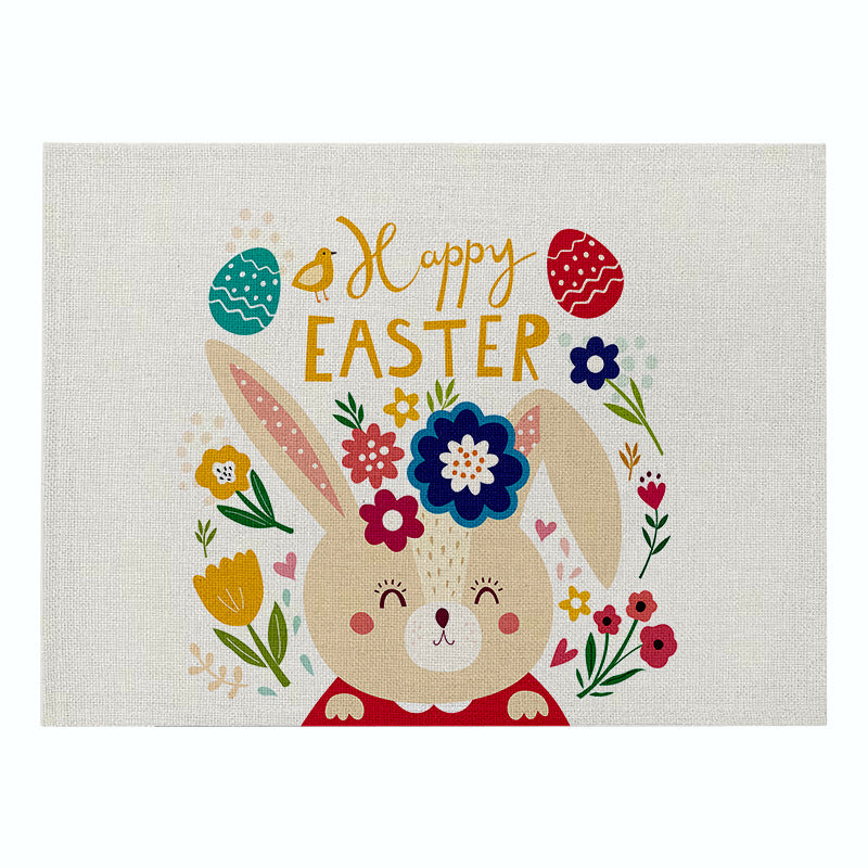Cartoon Rabbit Kitchen Coaster Set Anti-Scalding Cotton Linen Placemat