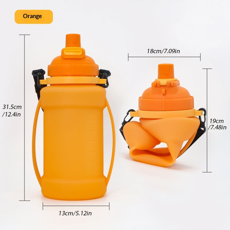 Large Capacity Foldable Sports Water Bottle 2L Silicone Portable Drinkware