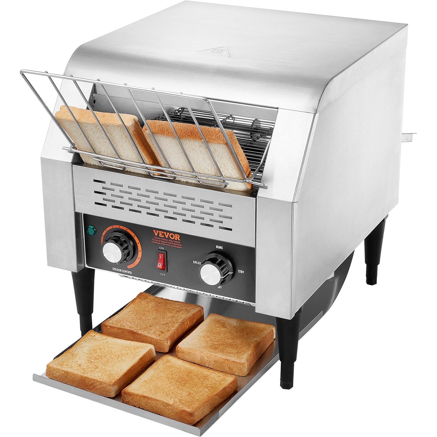 Commercial Conveyor Toaster 300 Slices/Hour Stainless Steel Restaurant Toaster
