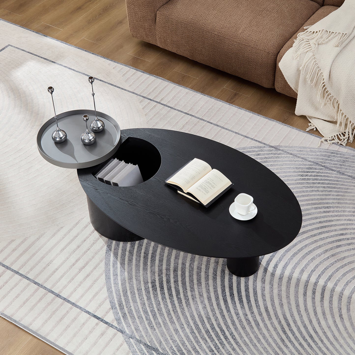 Modern Oval Luxury Coffee Table, Sophisticated Living Room Center