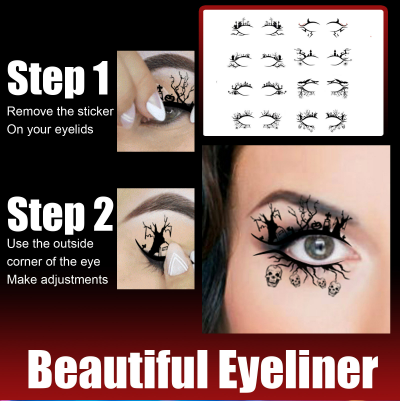 Halloween Eyeliner Stickers - Scary Bat and Spider Eye Makeup Patches