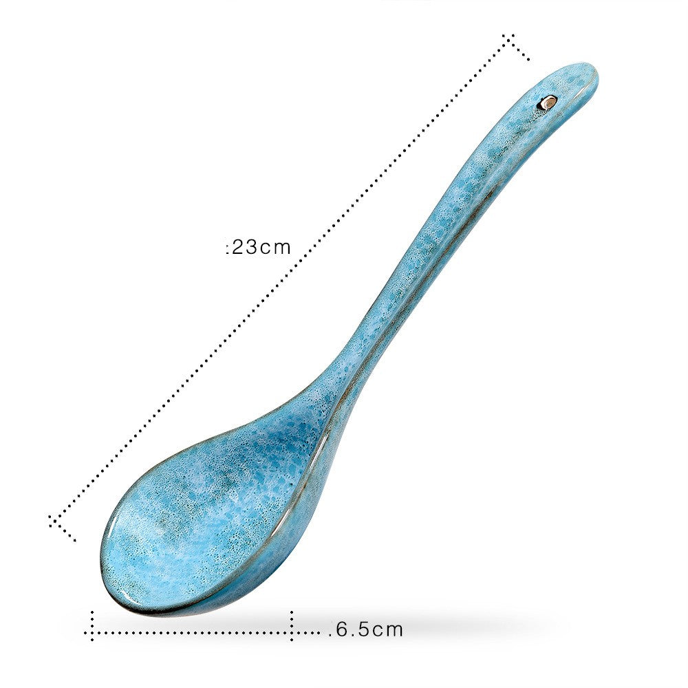 Ceramic Long Handle Spoon Kitchen Utensil Household Cooking Tool