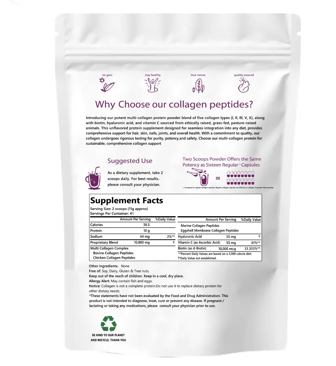 Multi-Collagen Peptide Powder for Health & Beauty - Bag