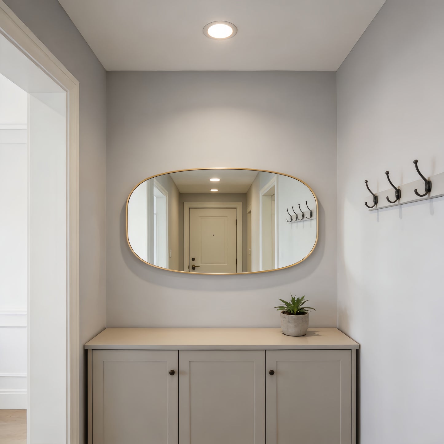 30x48 Inch Gold Metal Framed Oval Bathroom Mirror for Wall