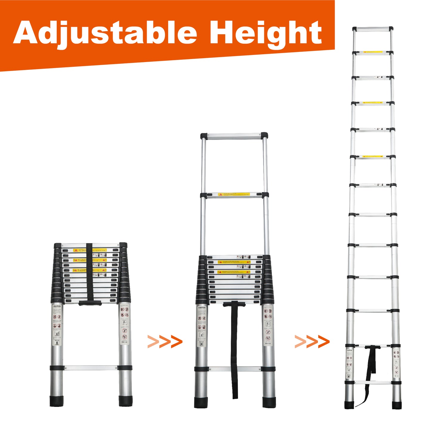 12.5 ft Aluminum Telescoping Ladder - Heavy Duty Outdoor Extension Ladder