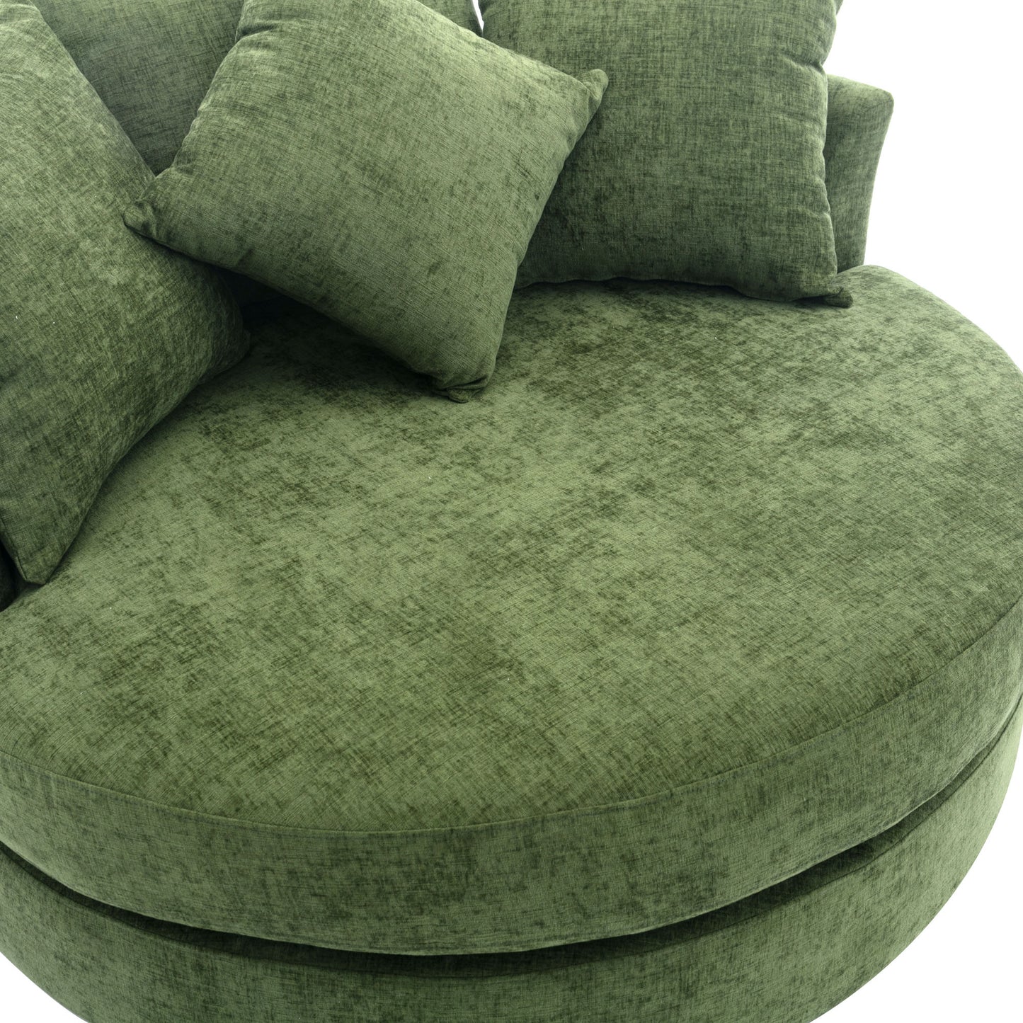360° Swivel Accent Barrel Chair with Storage Ottoman & 4 Pillows - Green