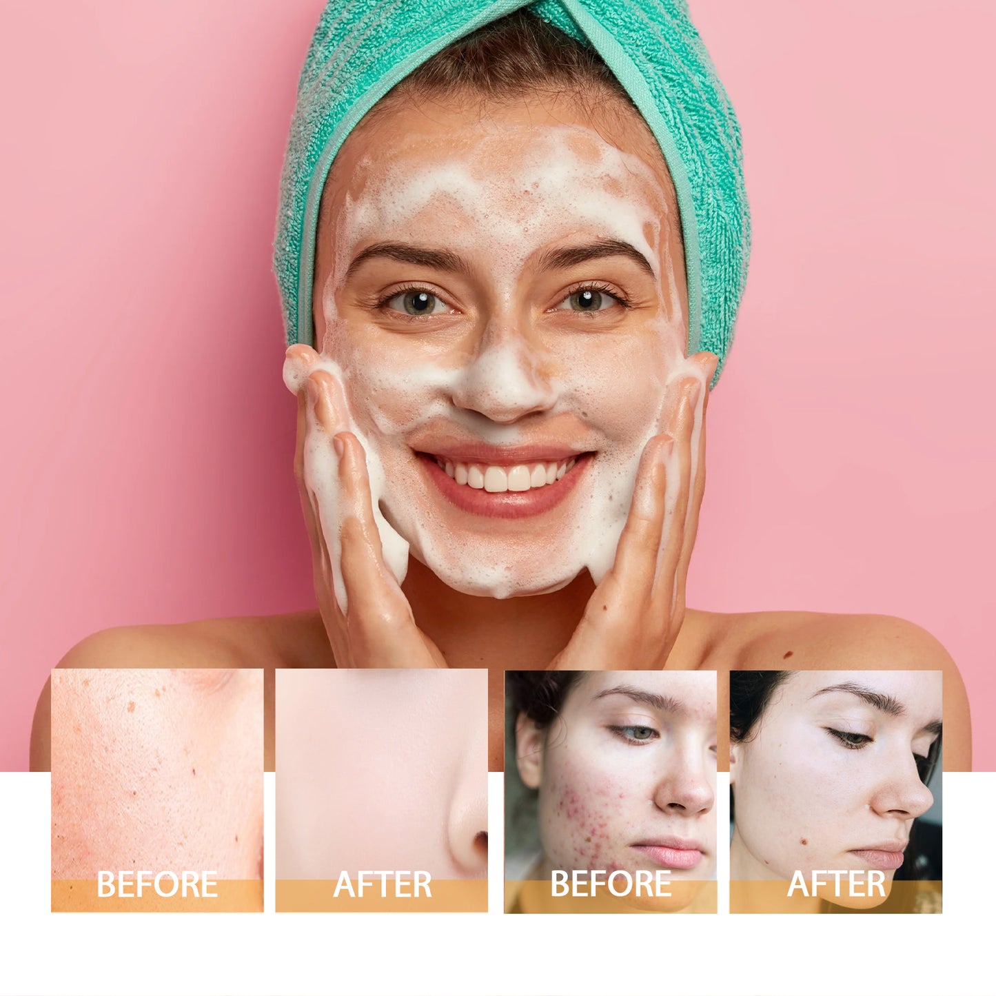 Turmeric Brightening Facial Cleanser Foam with Built-in Silicone Brush