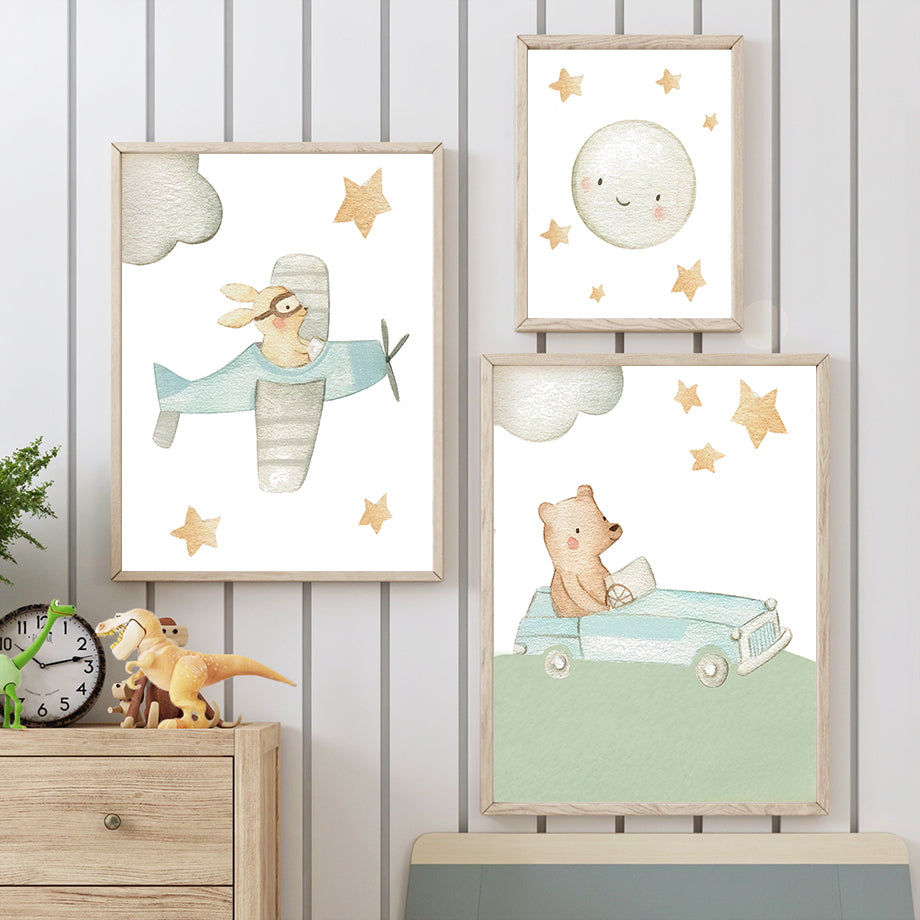 Children's Room Wall Decor Canvas Painting Scandinavian Poster - Multiple Sizes & Styles
