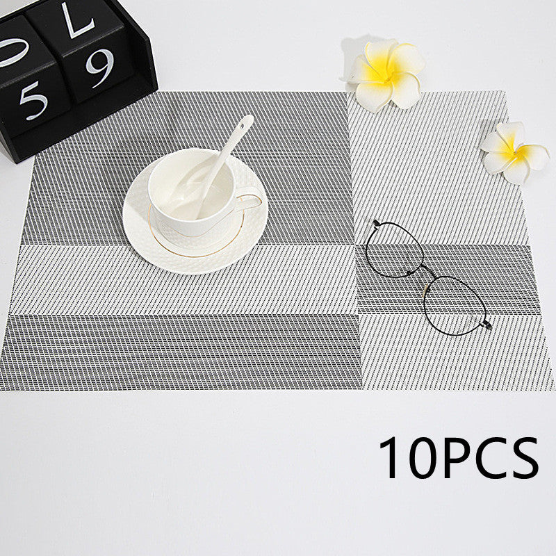 Double-Sided PVC Plaid Placemat Set - Woven Insulation Tableware Mat for Hotel & Restaurant