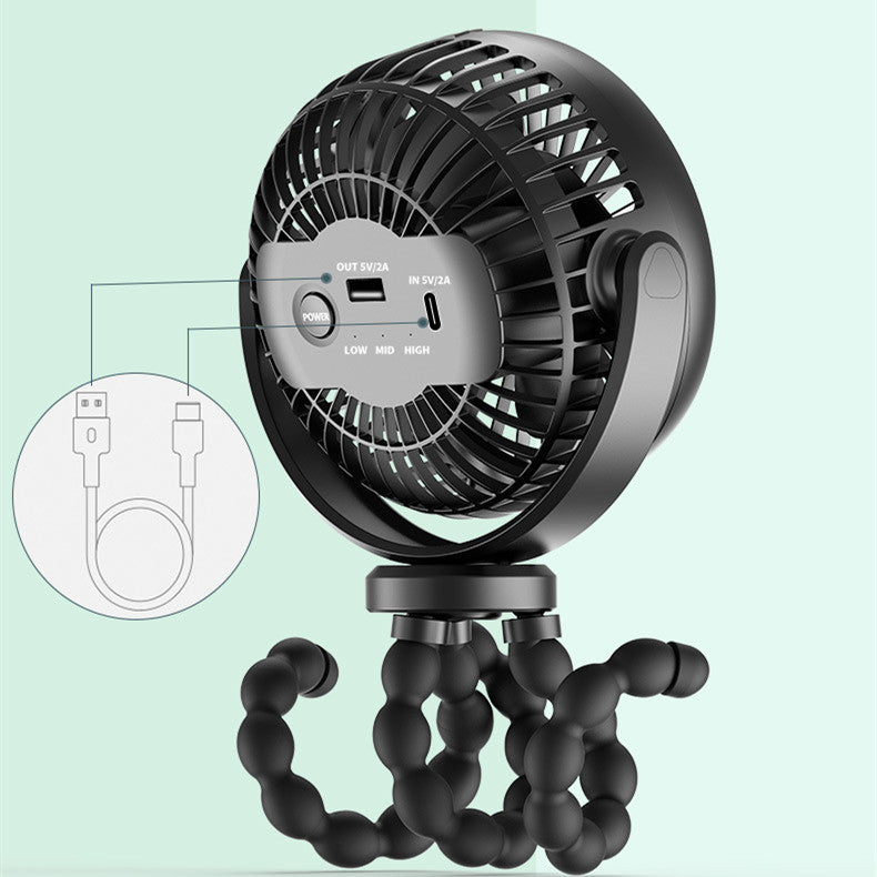 Octopus Portable Handheld USB Fan - 5200mAh Battery